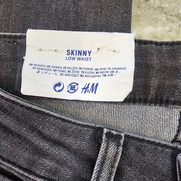 NWT! H&M Skinny Low Waist Jeans Women’s Size 27 Black Gray Stretch Denim - Picture 3 of 12